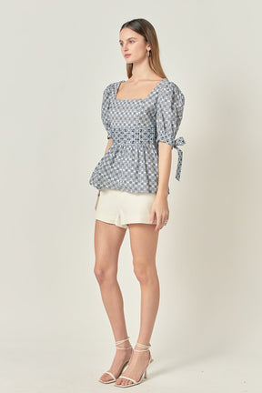 LA'VEN - Print Block Smocked Top - TOPS available at Objectrare