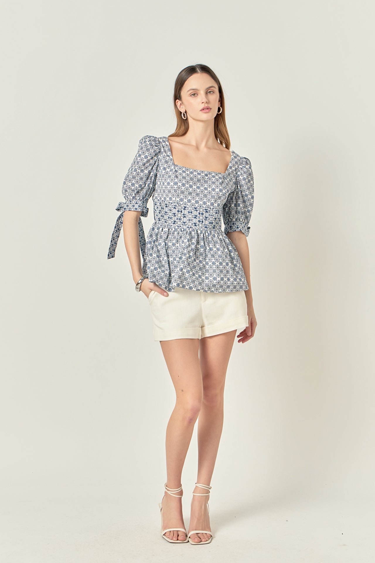 LA'VEN - Print Block Smocked Top - TOPS available at Objectrare
