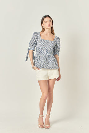 LA'VEN - Print Block Smocked Top - TOPS available at Objectrare