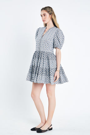ENGLISH FACTORY - Printed Drop Waist Mini Dress - DRESSES available at Objectrare