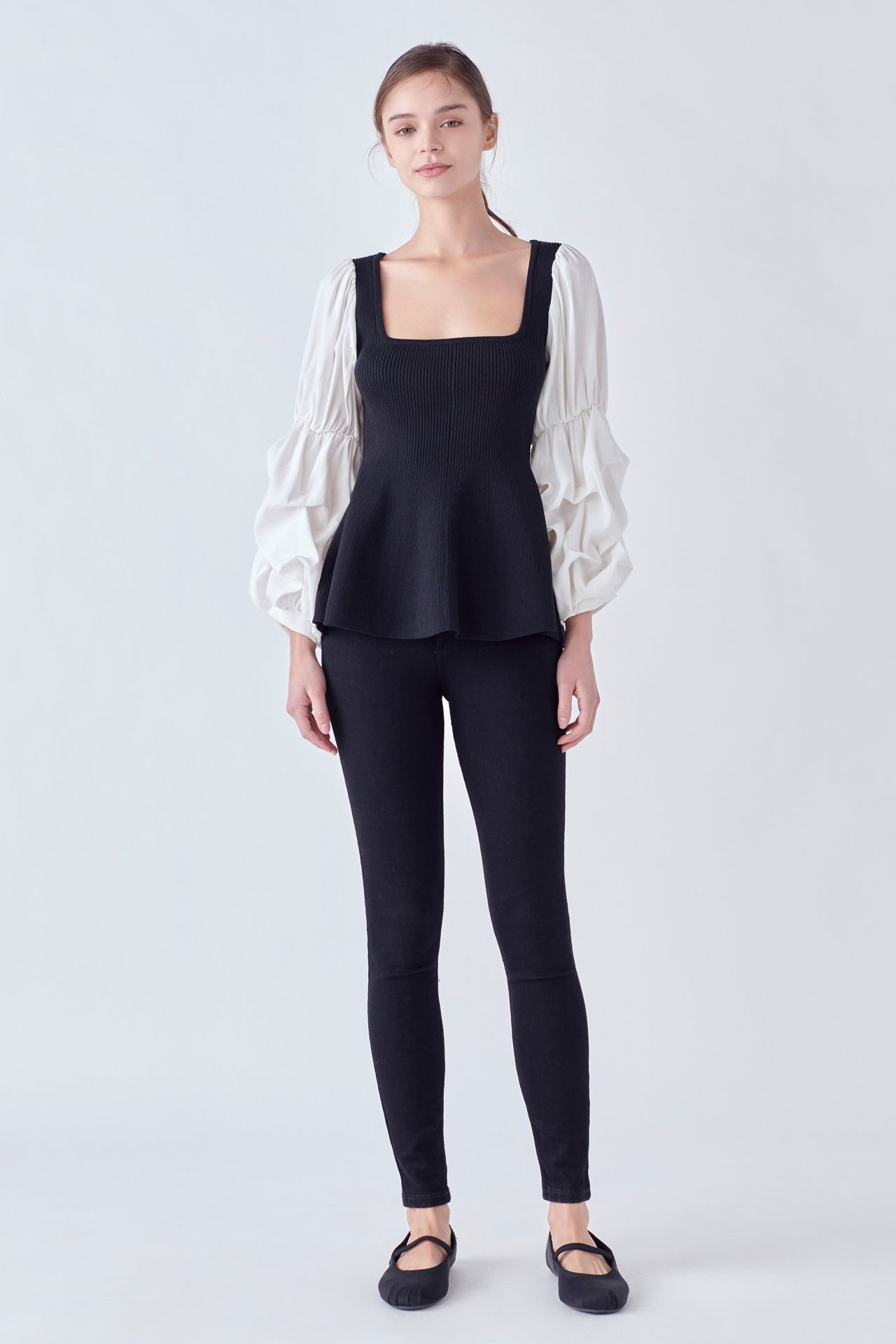 ENGLISH FACTORY - English Factory - Mixed Media Ribbed Top - TOPS available at Objectrare