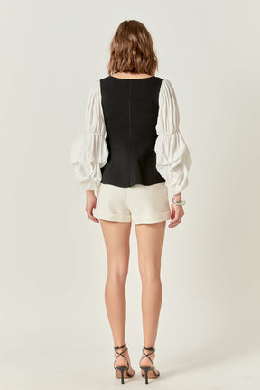 Mixed Media Ribbed Top
