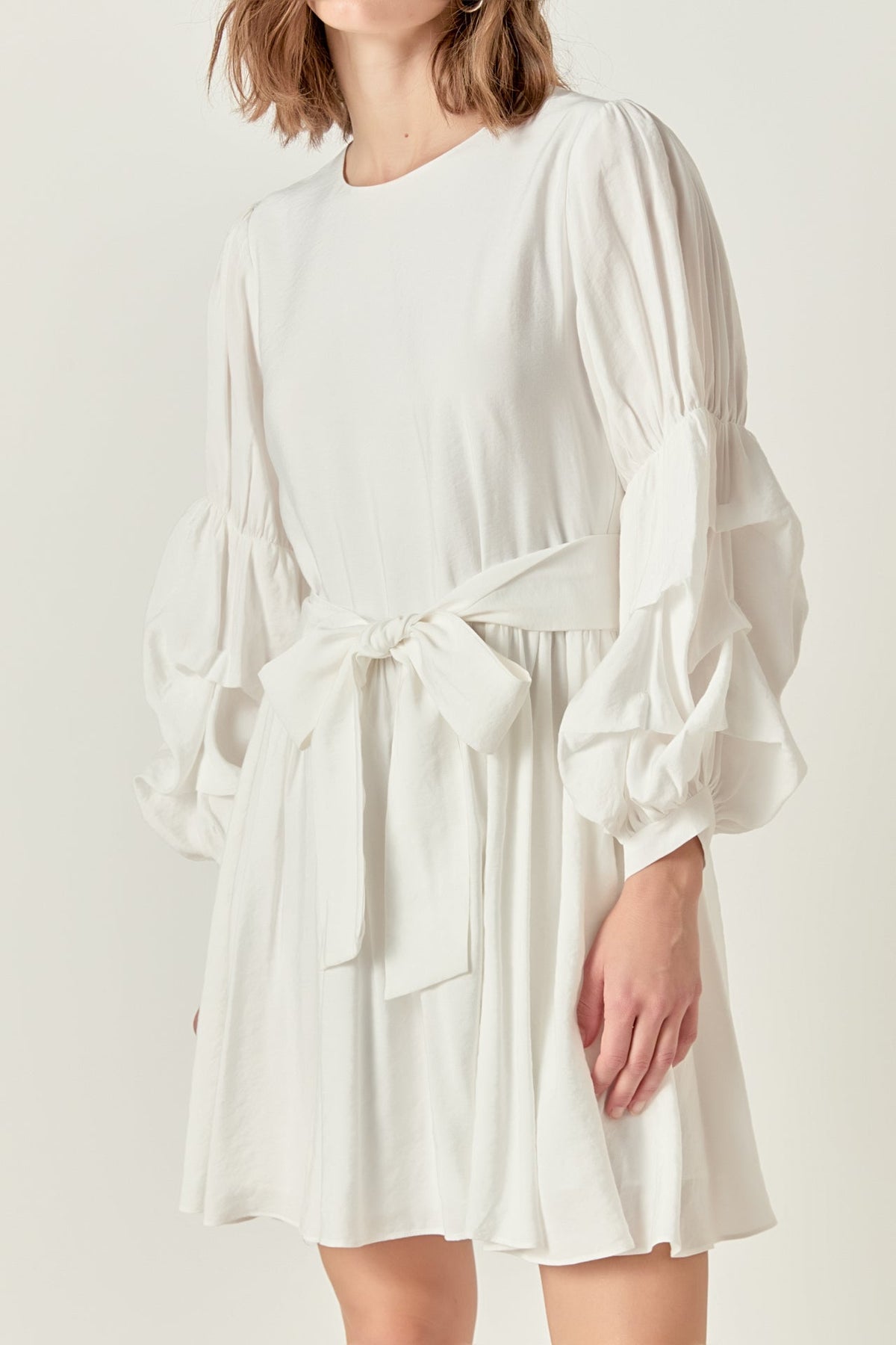 ENGLISH FACTORY - Cinched Puff Sleeve Belted Dress - DRESSES available at Objectrare