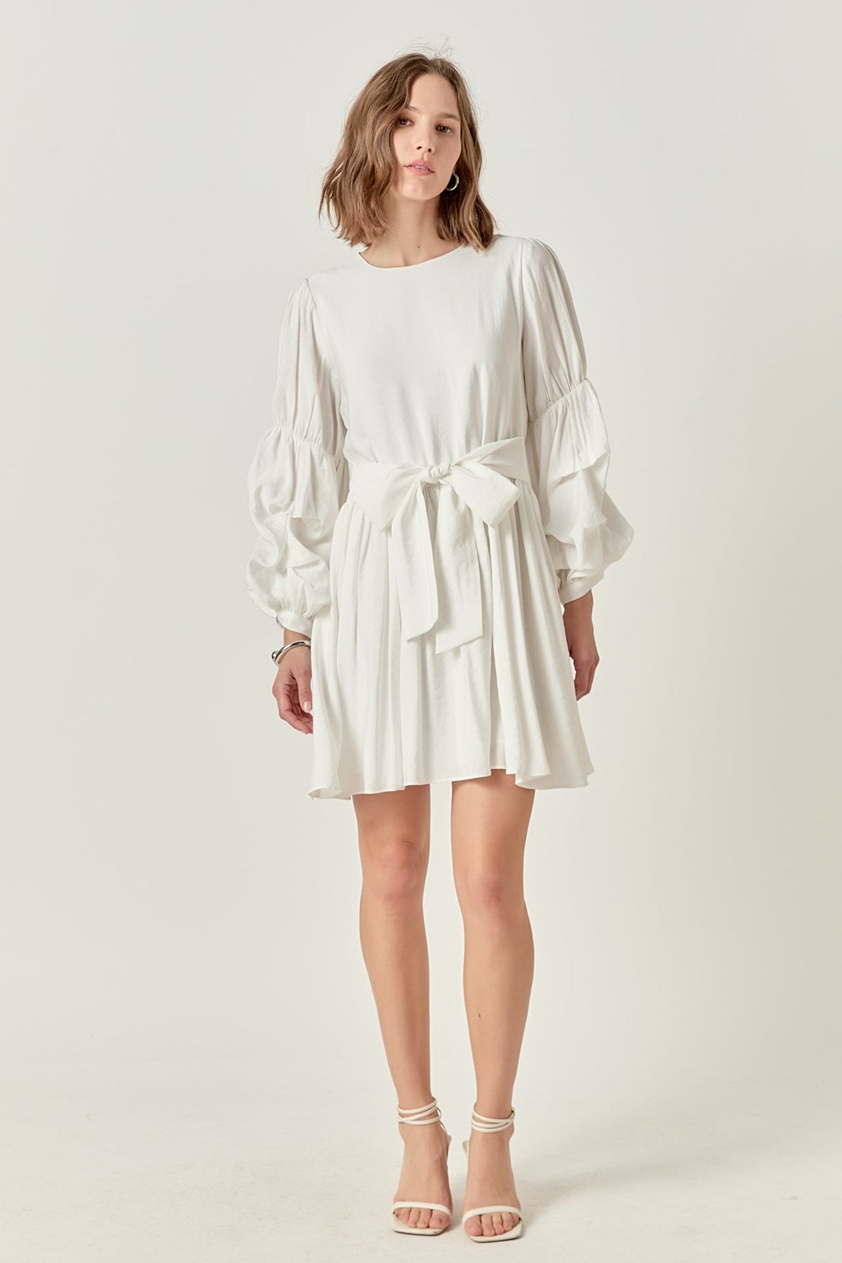 ENGLISH FACTORY - Cinched Puff Sleeve Belted Dress - DRESSES available at Objectrare