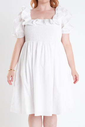 ENGLISH FACTORY - Smocked Puff Sleeve Dress - DRESSES available at Objectrare