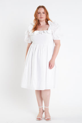 ENGLISH FACTORY - Smocked Puff Sleeve Dress - DRESSES available at Objectrare