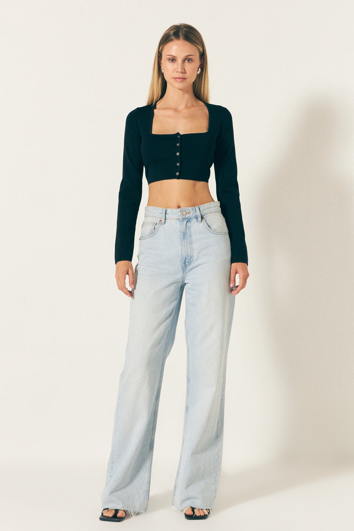 ENDLESS ROSE - Cropped Knit Buttoned Top - TOPS available at Objectrare