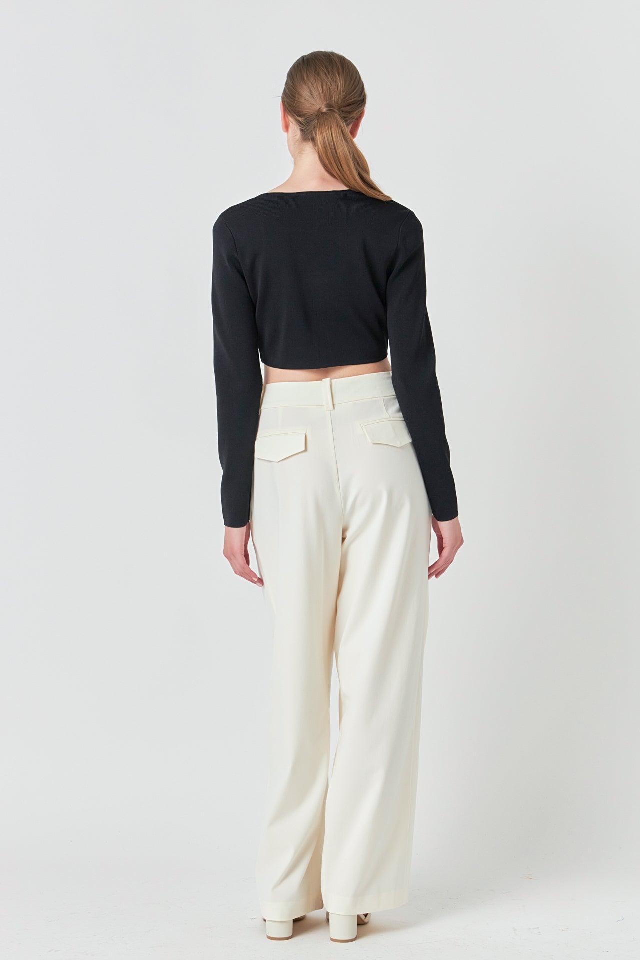 ENDLESS ROSE - Cropped Knit Buttoned Top - TOPS available at Objectrare