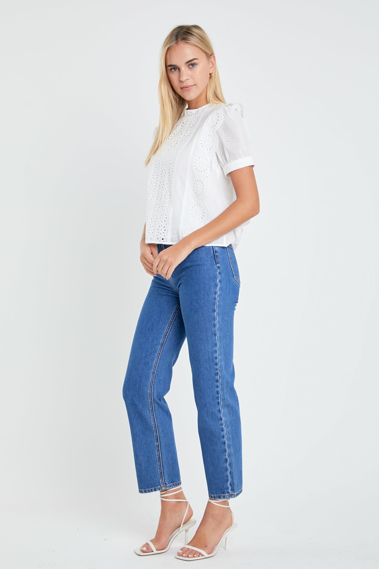 ENGLISH FACTORY - Eyelet Short Sleeve Top - TOPS available at Objectrare