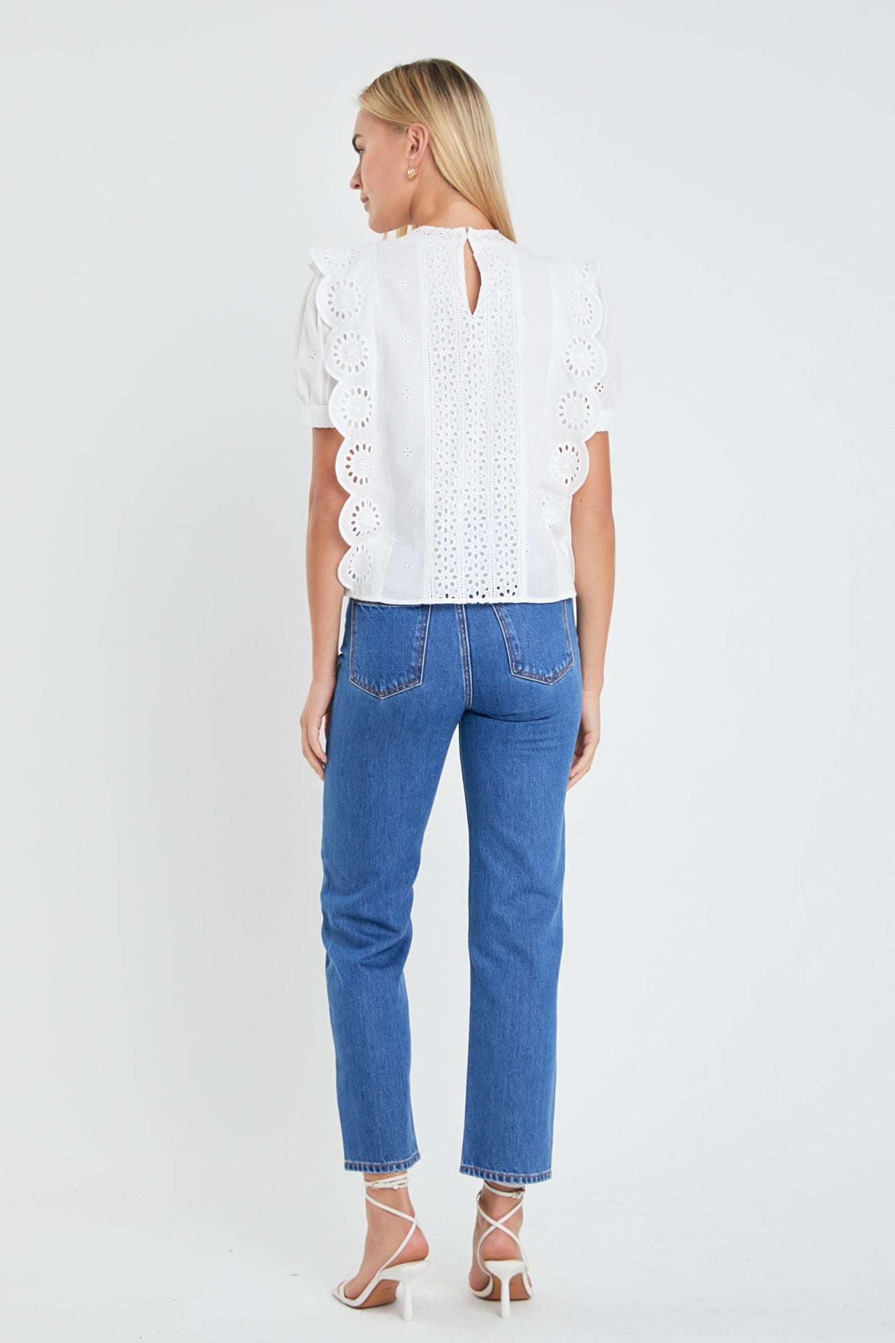 ENGLISH FACTORY - Eyelet Short Sleeve Top - TOPS available at Objectrare