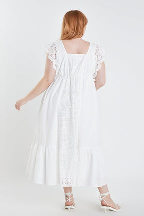 ENGLISH FACTORY - Plus Size Eyelet Maxi Dress - DRESSES available at Objectrare