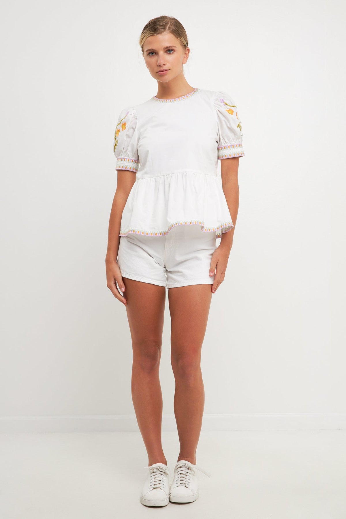 Embroided Peplum Top