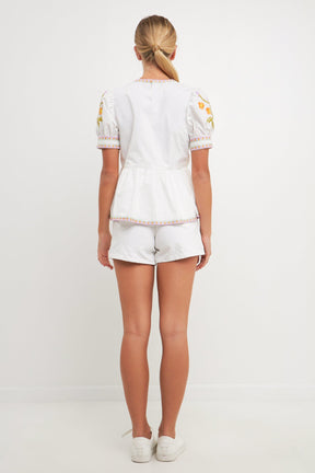 ENGLISH FACTORY - Embroided Peplum Top - TOPS available at Objectrare