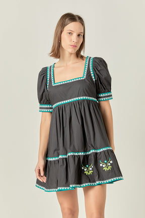 ENGLISH FACTORY - Embroidered Short Sleeve Dress - DRESSES available at Objectrare