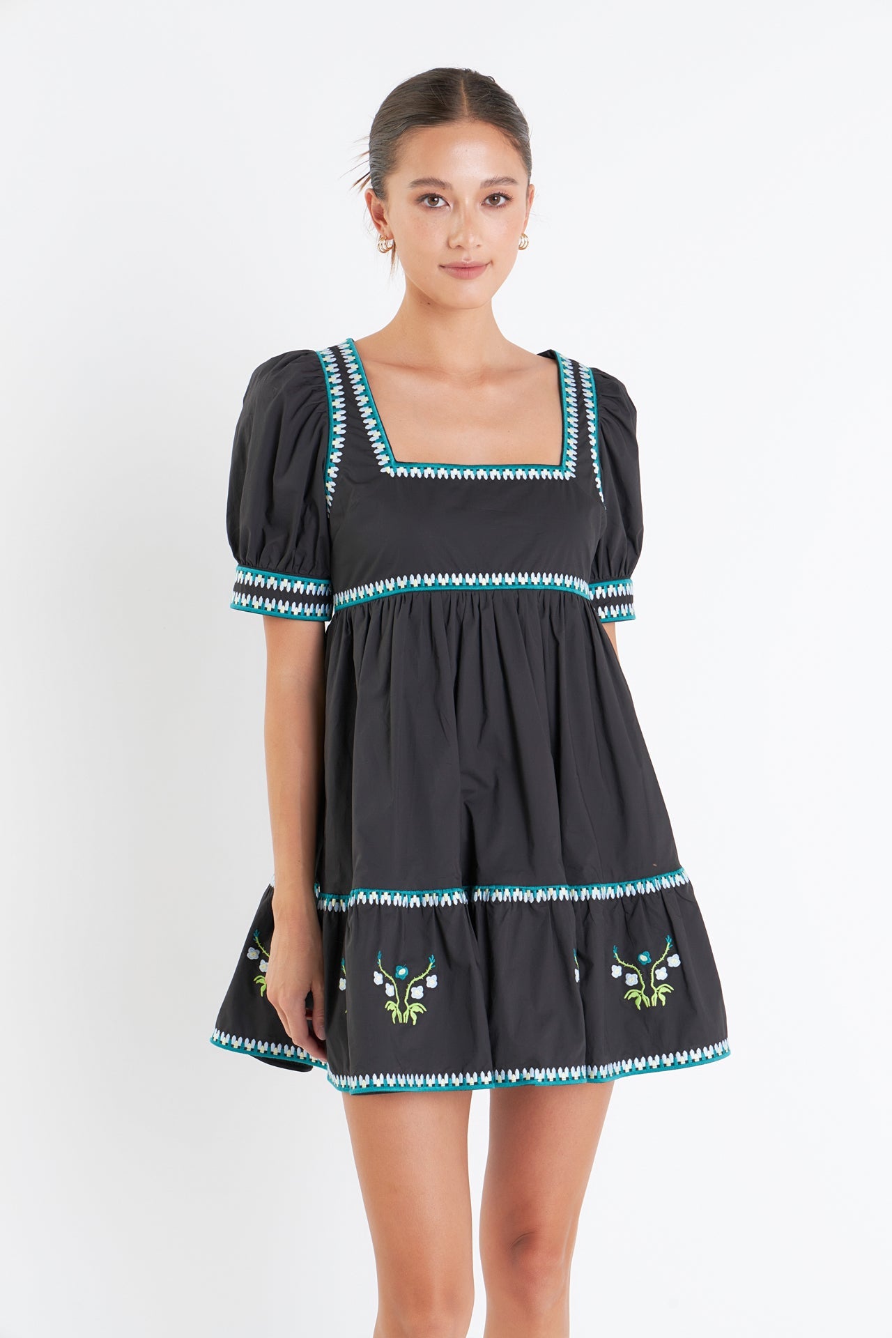 ENGLISH FACTORY - English Factory - Embroidered Short Sleeve Dress - DRESSES available at Objectrare