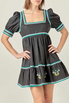 ENGLISH FACTORY - Embroidered Short Sleeve Dress - DRESSES available at Objectrare