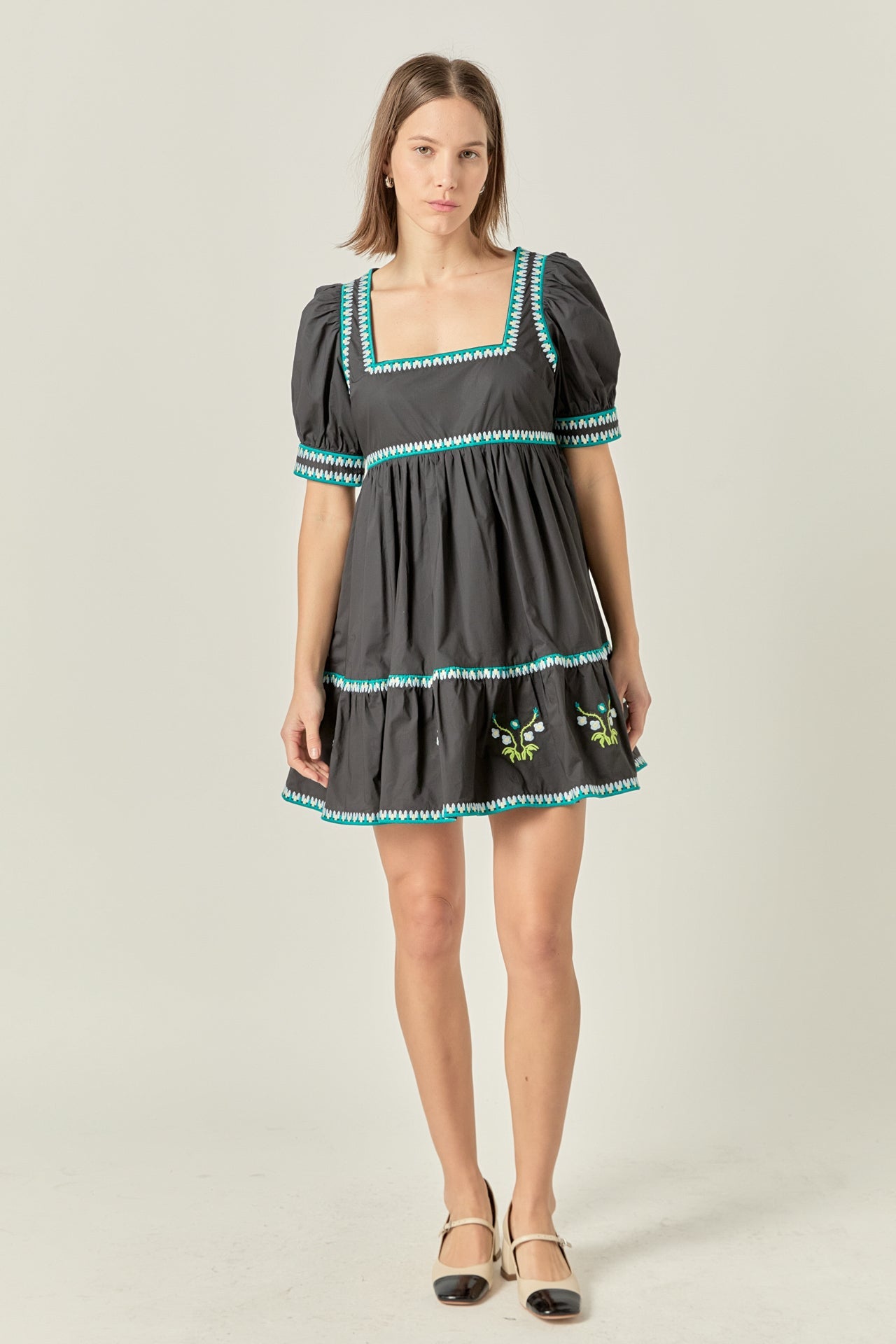 ENGLISH FACTORY - Embroidered Short Sleeve Dress - DRESSES available at Objectrare