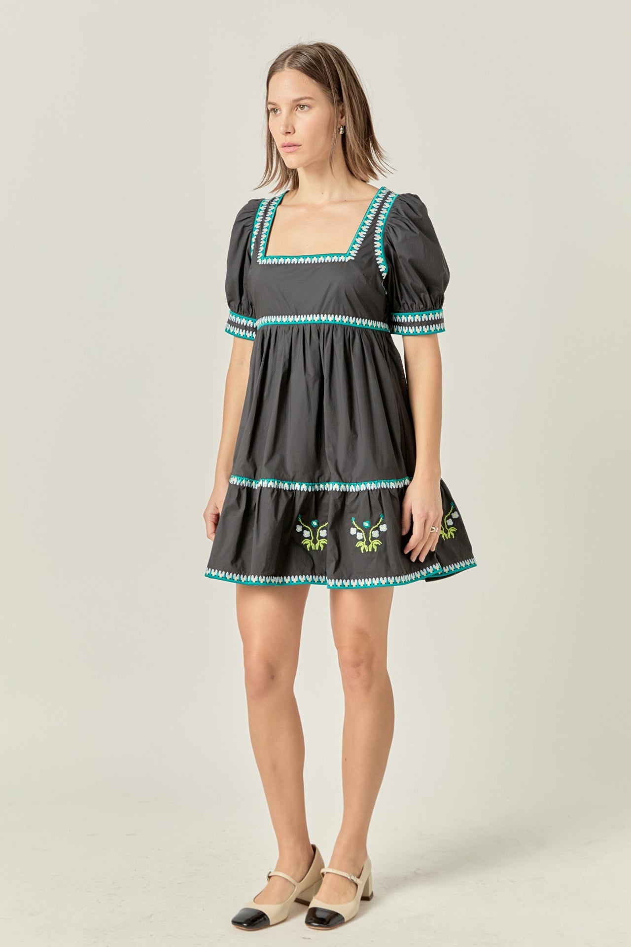 ENGLISH FACTORY - Embroidered Short Sleeve Dress - DRESSES available at Objectrare