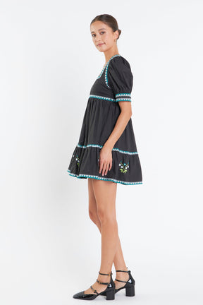 ENGLISH FACTORY - English Factory - Embroidered Short Sleeve Dress - DRESSES available at Objectrare