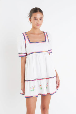 ENGLISH FACTORY - English Factory - Embroidered Short Sleeve Dress - DRESSES available at Objectrare