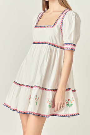 ENGLISH FACTORY - Embroidered Short Sleeve Dress - DRESSES available at Objectrare