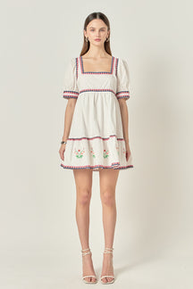 ENGLISH FACTORY - Embroidered Short Sleeve Dress - DRESSES available at Objectrare