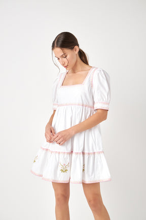 ENGLISH FACTORY - Embroidered Short Sleeve Dress - DRESSES available at Objectrare