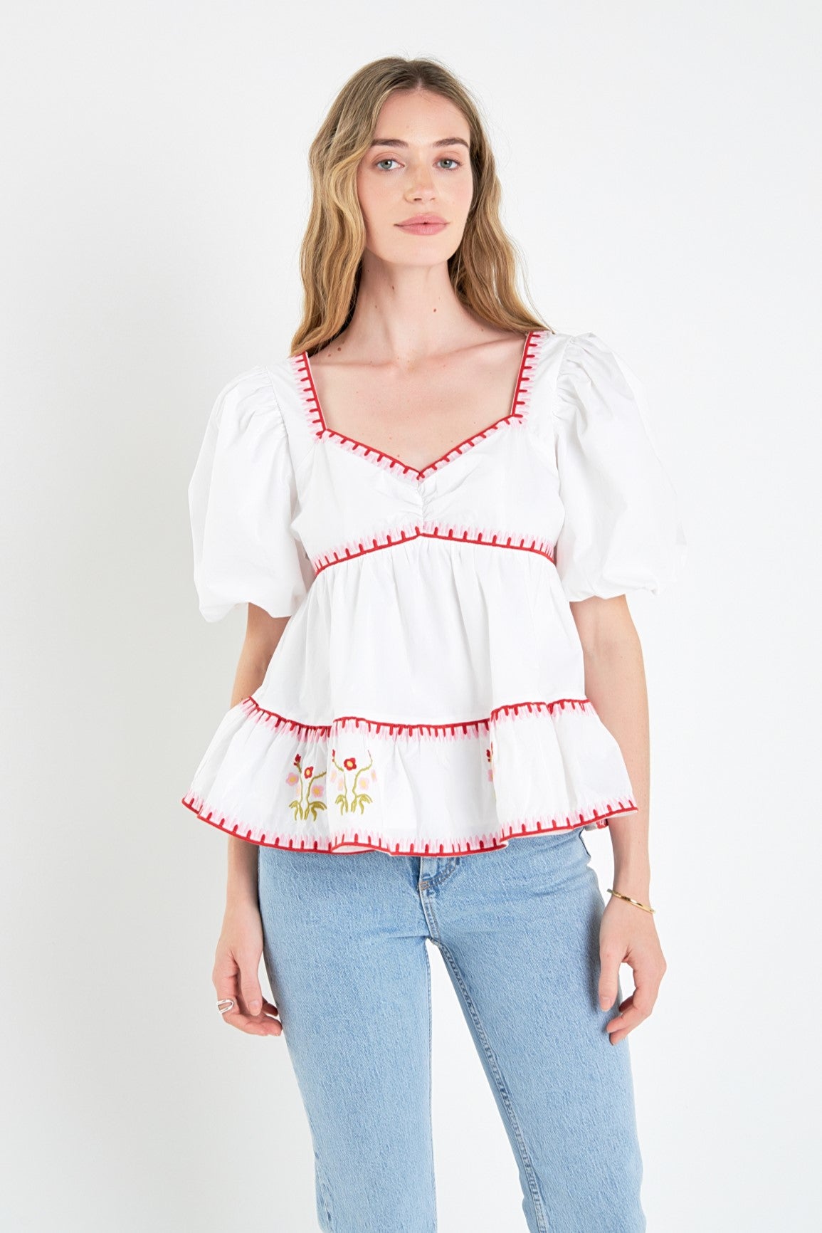 ENGLISH FACTORY - Embroidered Blouson Top - TOPS available at Objectrare