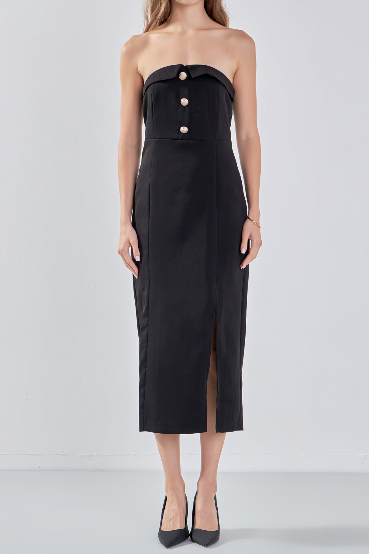 ENDLESS ROSE - Strapless Midi Dress - DRESSES available at Objectrare