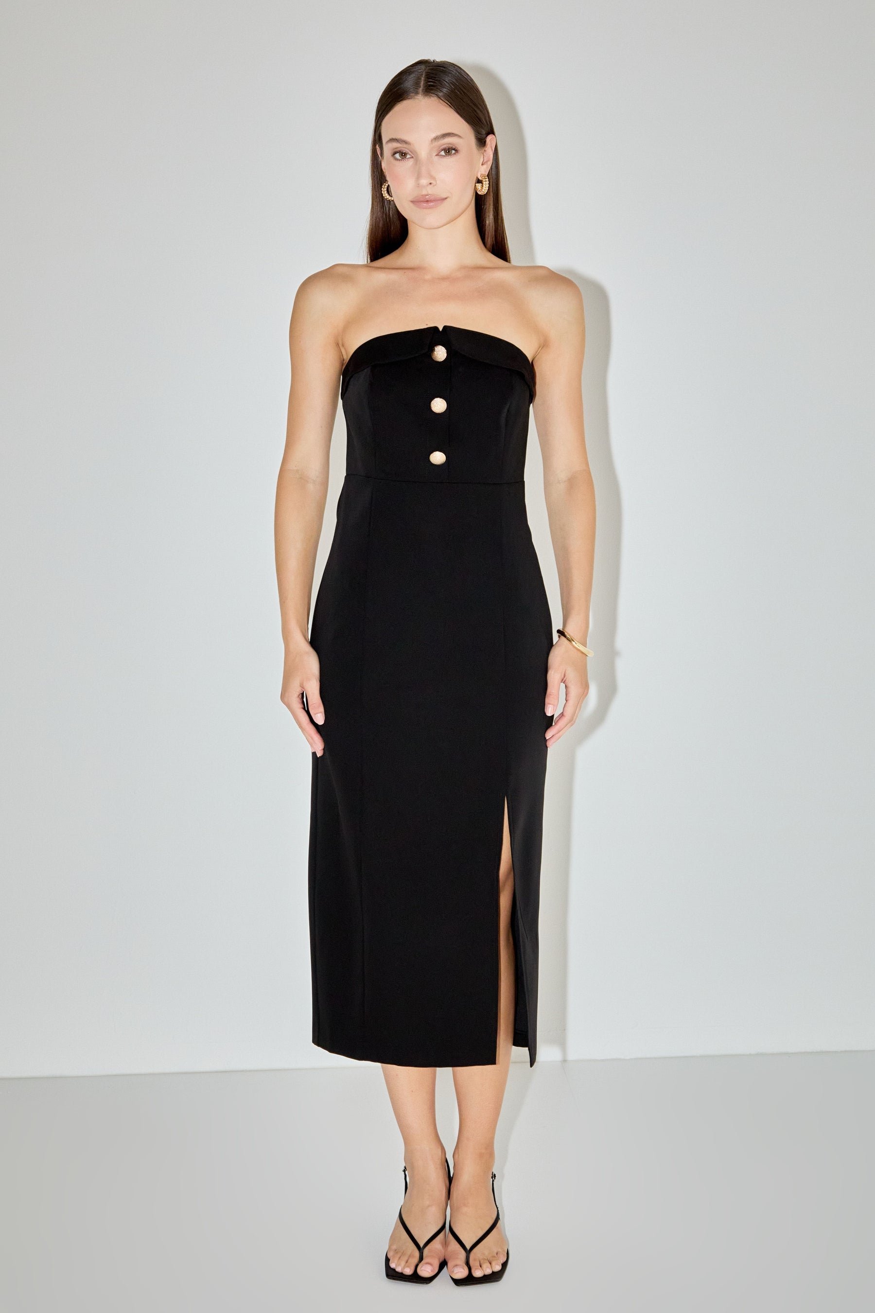 MARSY - Strapless Midi Dress - DRESSES available at Objectrare