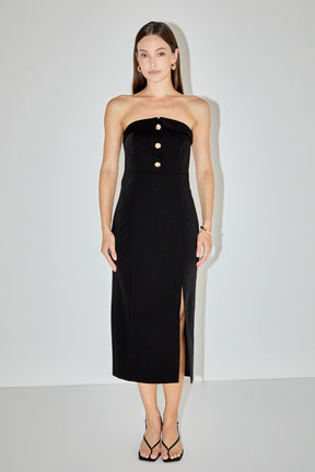 MARSY - Strapless Midi Dress - DRESSES available at Objectrare