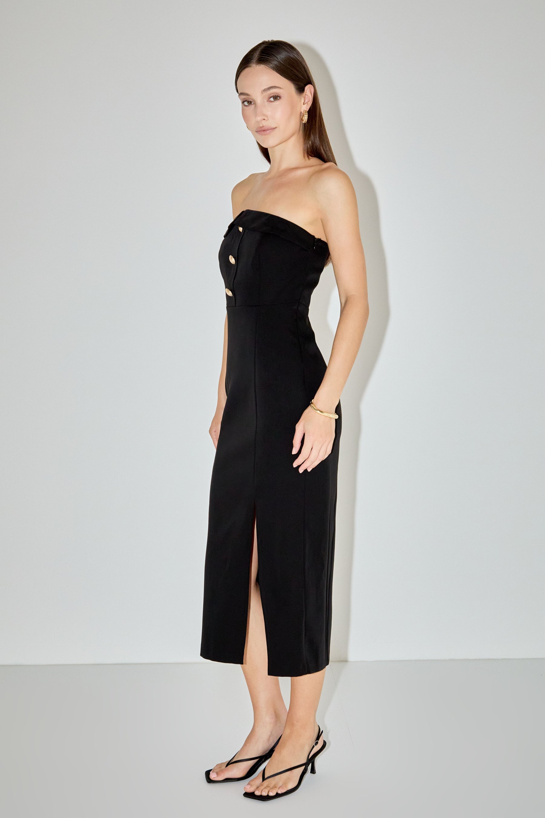 MARSY - Strapless Midi Dress - DRESSES available at Objectrare