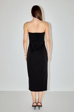 MARSY - Strapless Midi Dress - DRESSES available at Objectrare