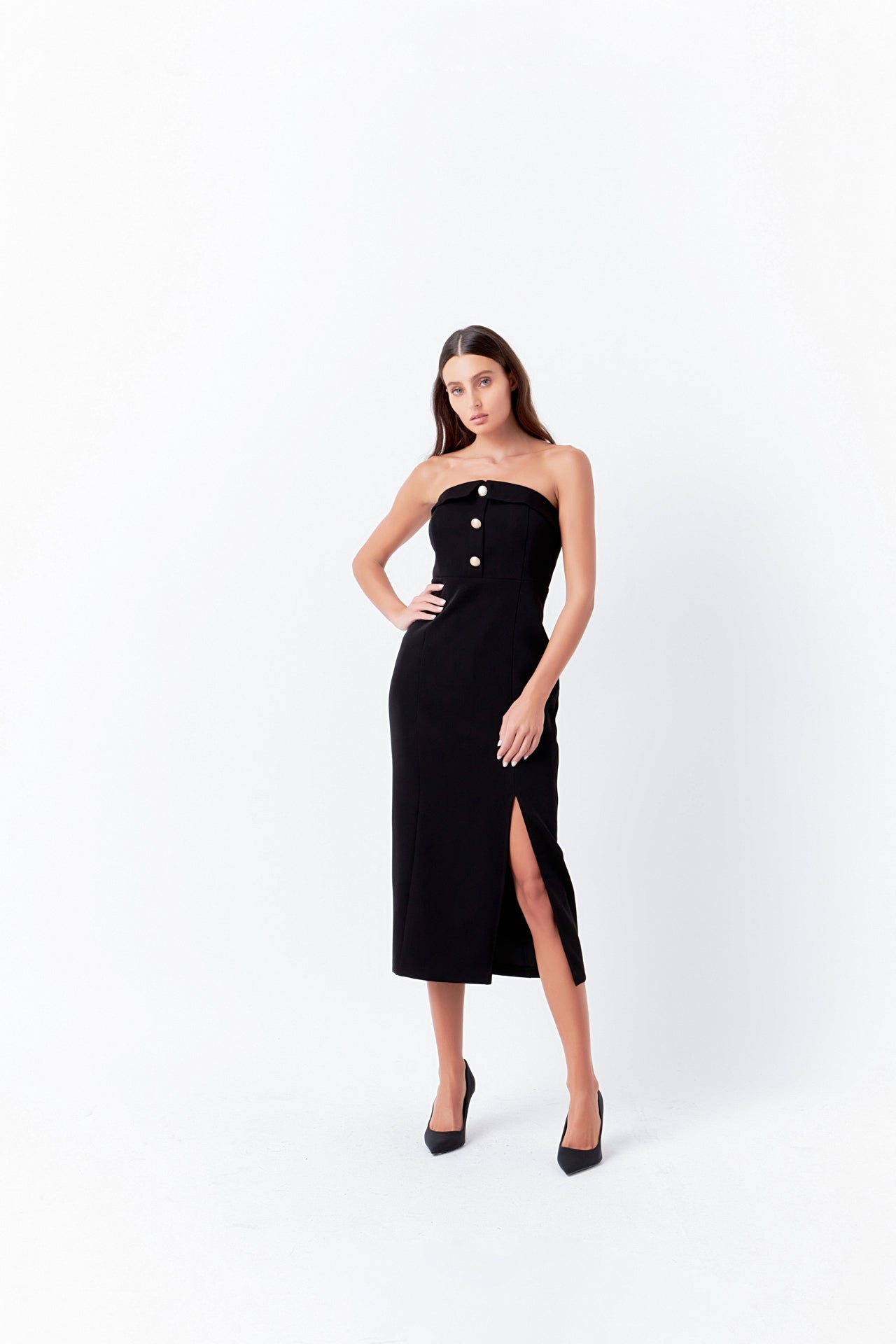 ENDLESS ROSE - Strapless Midi Dress - DRESSES available at Objectrare