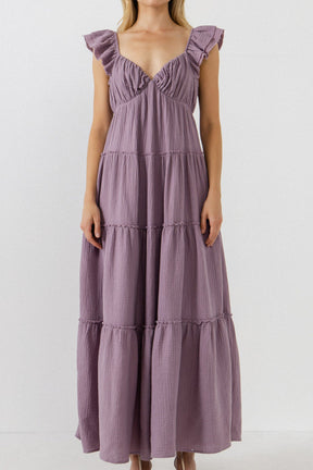 Free The Rose - Sweetheart Maxi Dress With Raw Edge Details