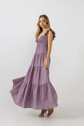 Free The Rose - Sweetheart Maxi Dress With Raw Edge Details