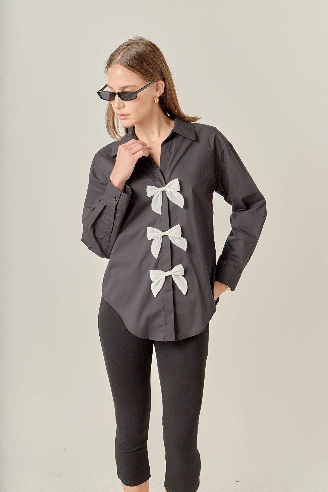ENGLISH FACTORY - Bow Poplin Shirt - TOPS available at Objectrare