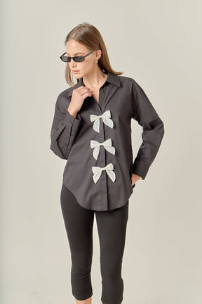 ENGLISH FACTORY - Bow Poplin Shirt - TOPS available at Objectrare