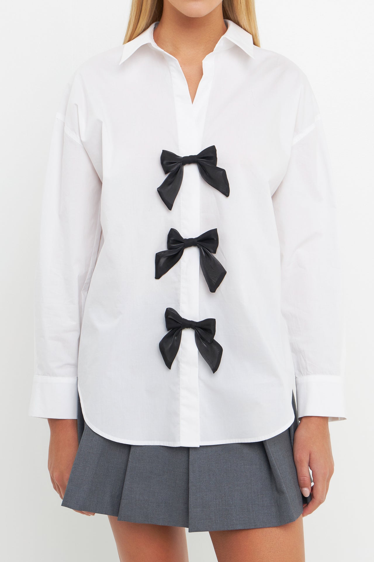 ENGLISH FACTORY - Bow Poplin Shirt - SHIRTS & BLOUSES available at Objectrare