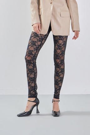 ENDLESS ROSE - Floral Lace Leggings - PANTS available at Objectrare