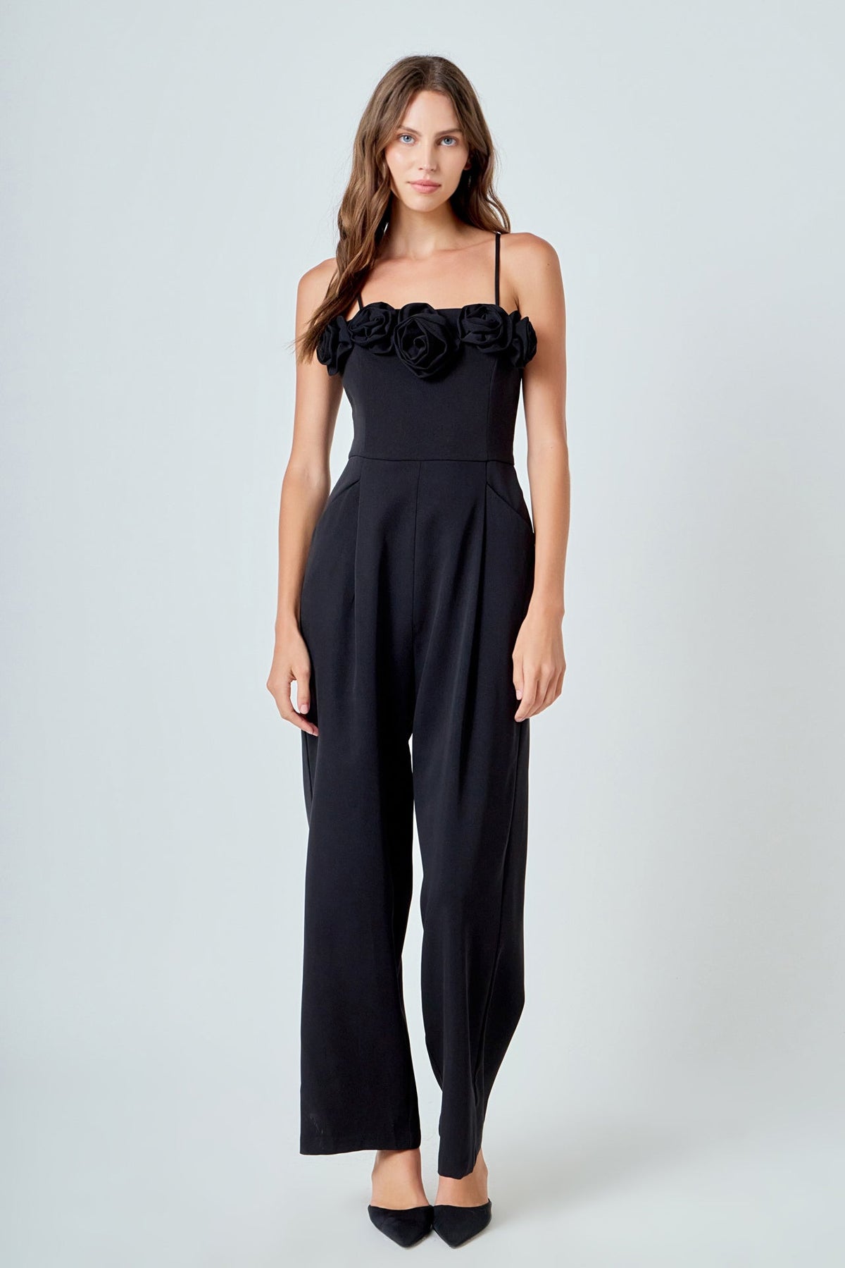 Flower Trim Jumpsuit