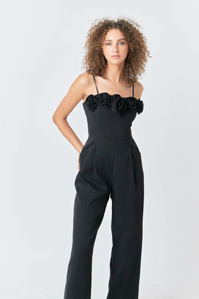 ENDLESS ROSE - Endless Rose - Flower Trim Jumpsuit - JUMPSUITS available at Objectrare