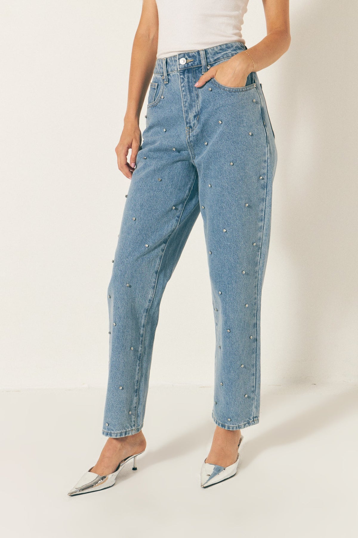 ENDLESS ROSE - Endless Rose - Studded Denim - PANTS available at Objectrare