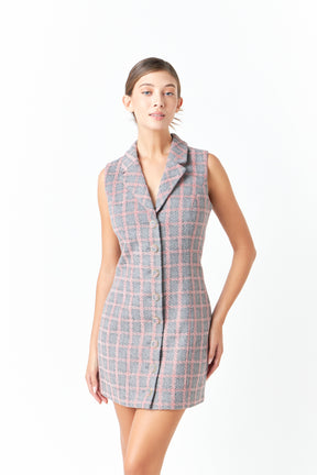 ENDLESS ROSE - Tweed Sleeveless Dress - DRESSES available at Objectrare