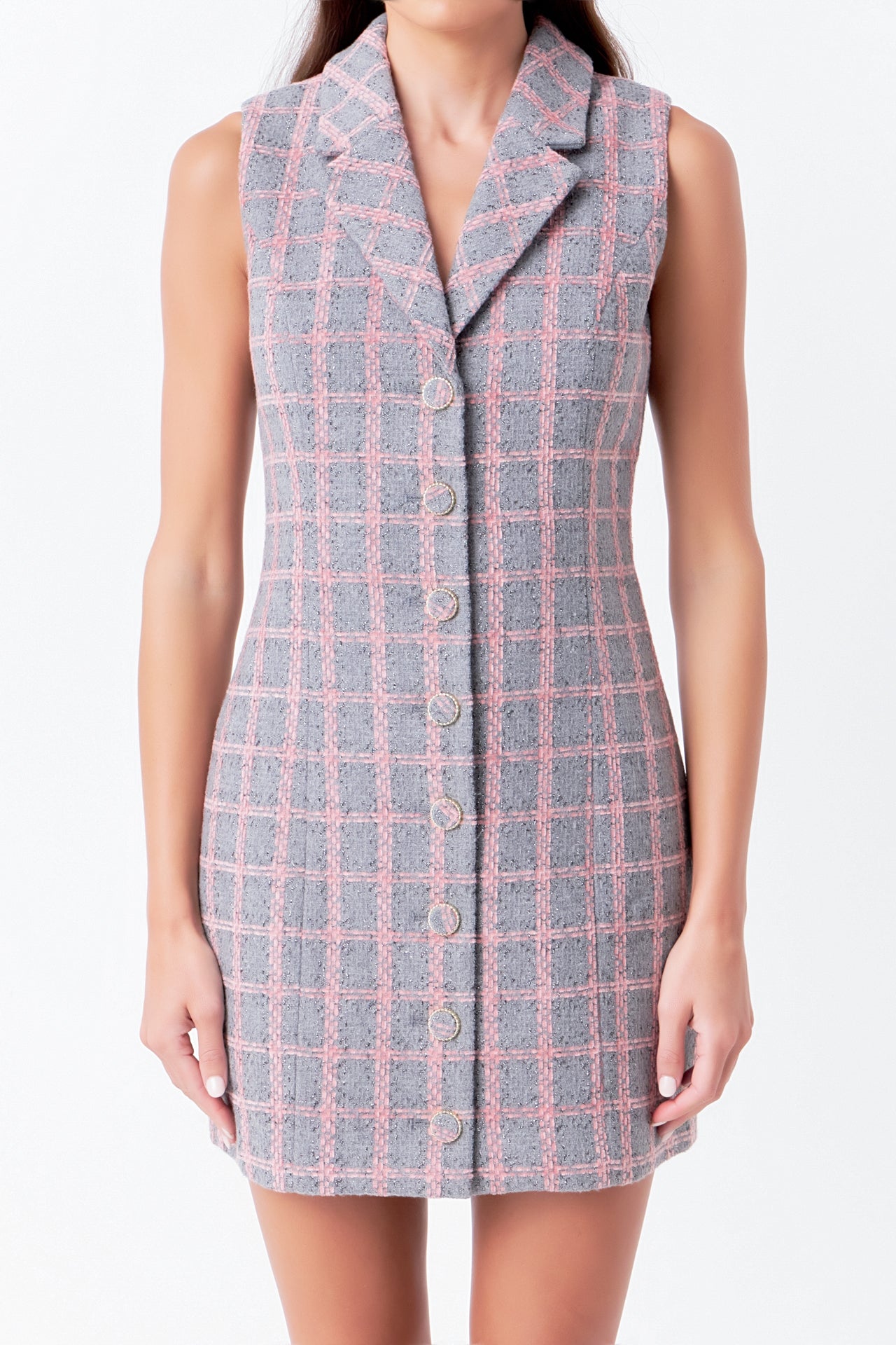 ENDLESS ROSE - Tweed Sleeveless Dress - DRESSES available at Objectrare
