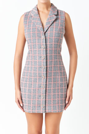 ENDLESS ROSE - Tweed Sleeveless Dress - DRESSES available at Objectrare