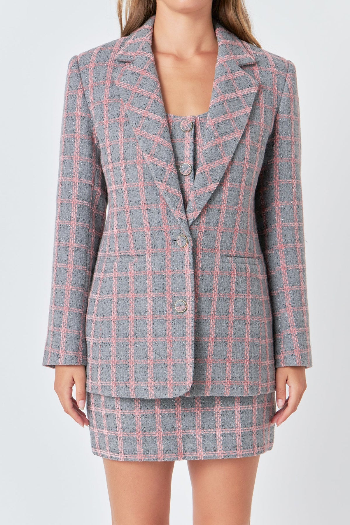 ENDLESS ROSE - Endless Rose - Tweed Single Breast Blazer - BLAZERS available at Objectrare