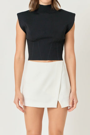 ENDLESS ROSE - Mock Neck Padded Knit Top - TOPS available at Objectrare