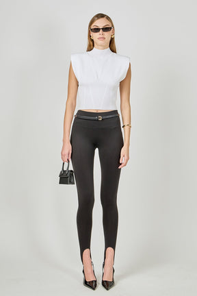 ENDLESS ROSE - Mock Neck Padded Knit Top - TOPS available at Objectrare