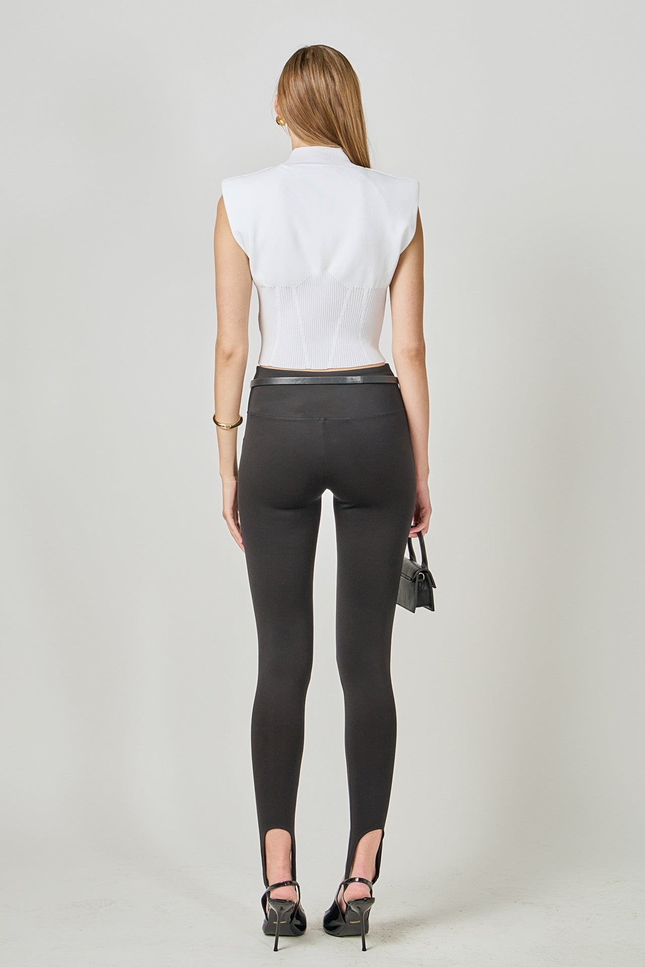 ENDLESS ROSE - Mock Neck Padded Knit Top - TOPS available at Objectrare